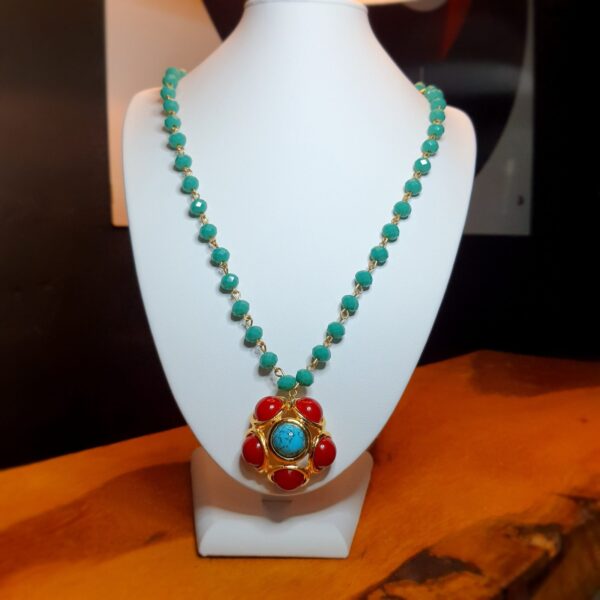 Colar turquesa e cherry