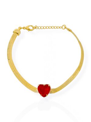 Pulseira coração de cristal