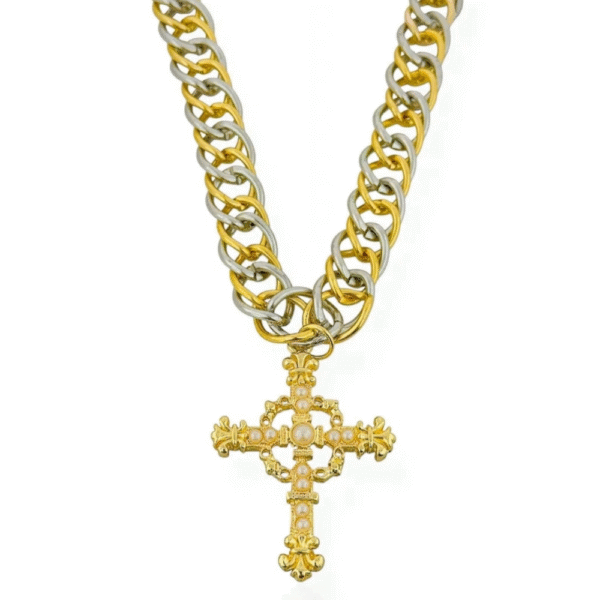 Colar crucifixo e pérola - Imagem 2